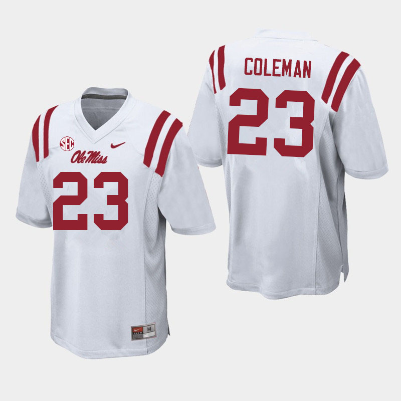 Men #23 Khari Coleman Ole Miss Rebels College Football Jerseys Sale-White